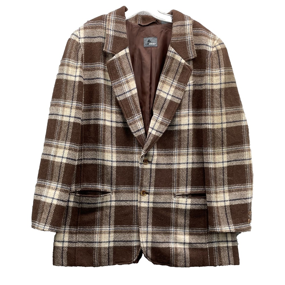 Vintage Liz Wear Wool Blend Blazer Jacket Women's 14 Plaid Corpcore Business Y2k